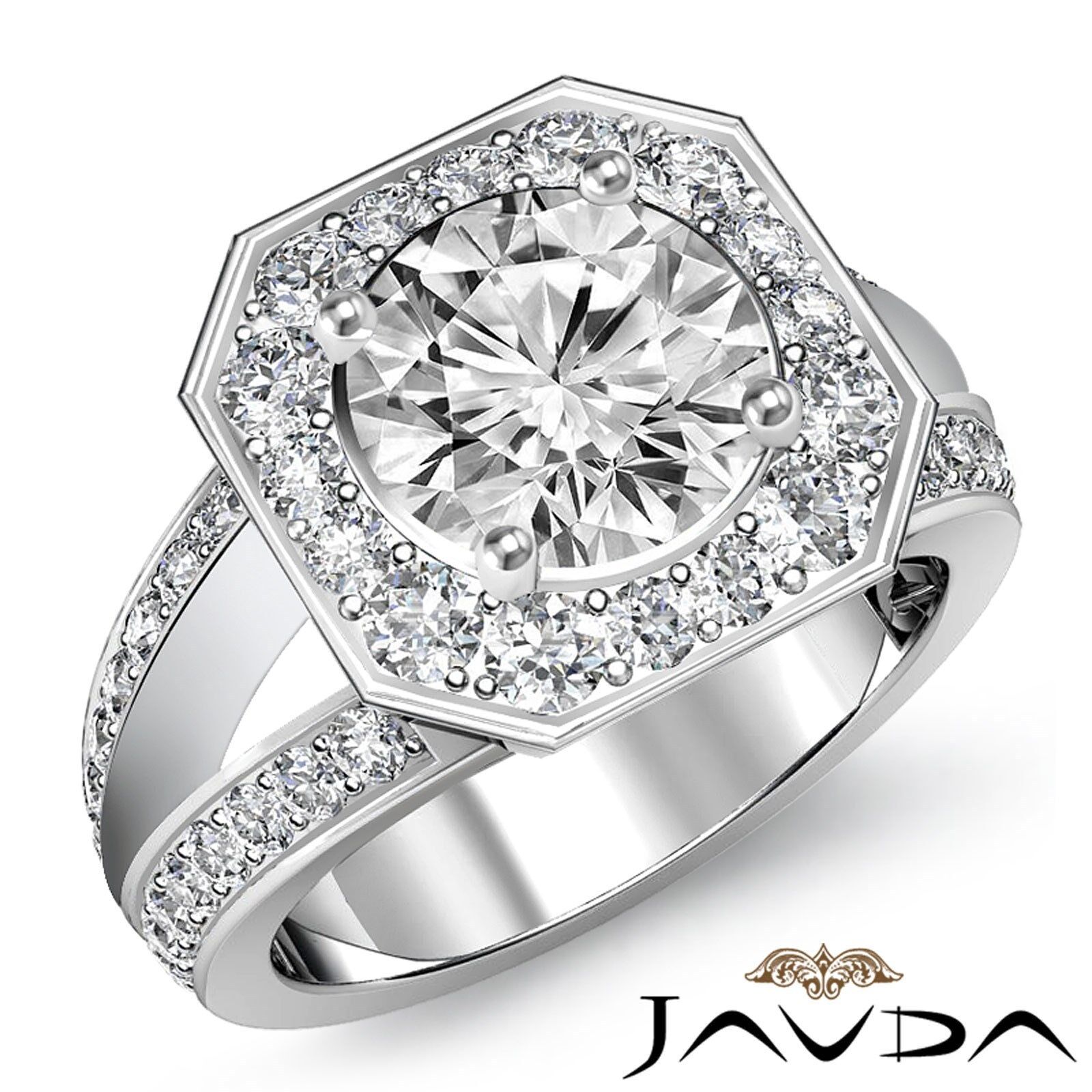 1.66ct Round Diamond Dazzling Halo Engagement Ring GIA F VVS2 14k White Gold
