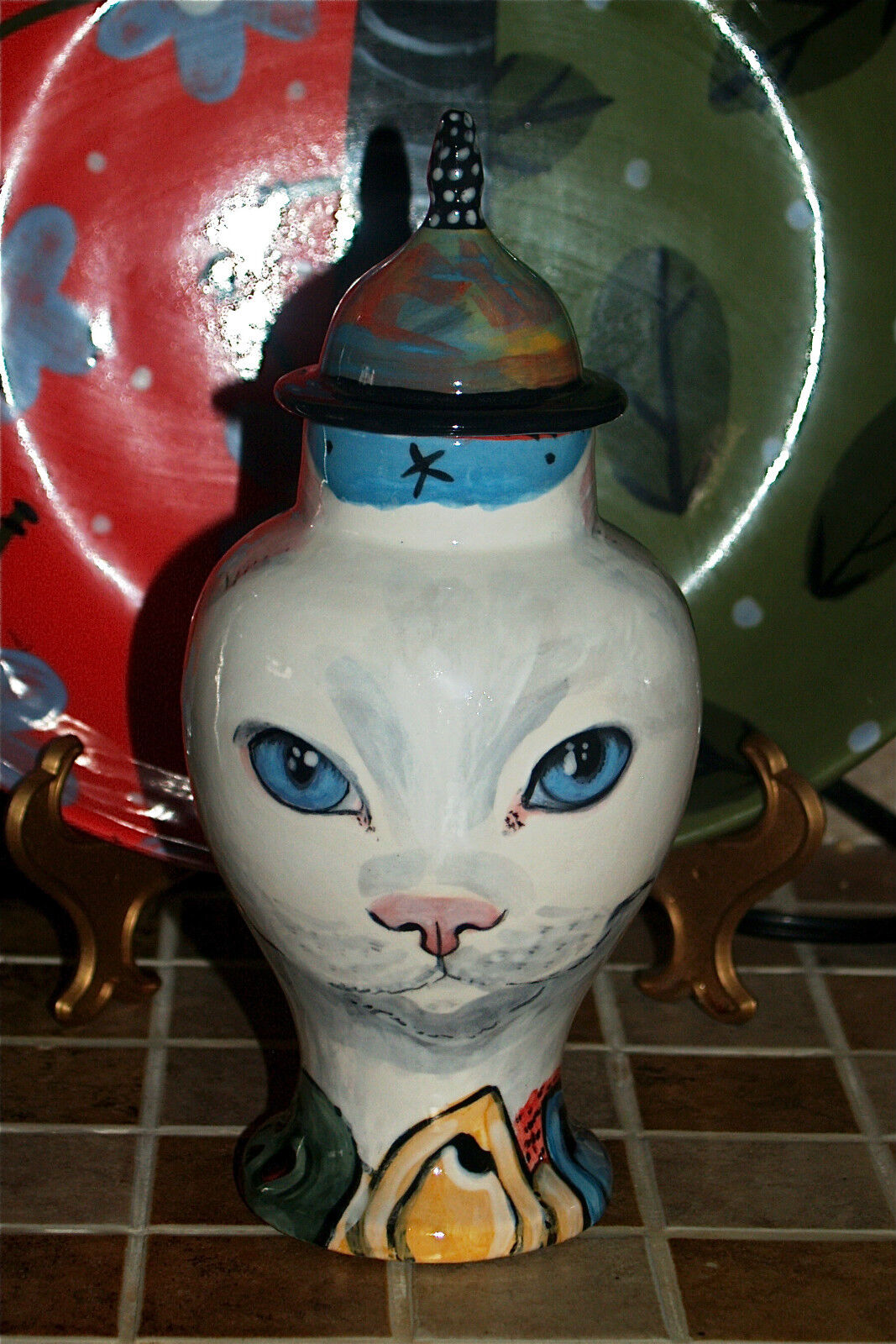 Custom CERAMIC SMALL Pet urn for CAT ashes WHITE CAT PETS Cats ALL breeds DOD