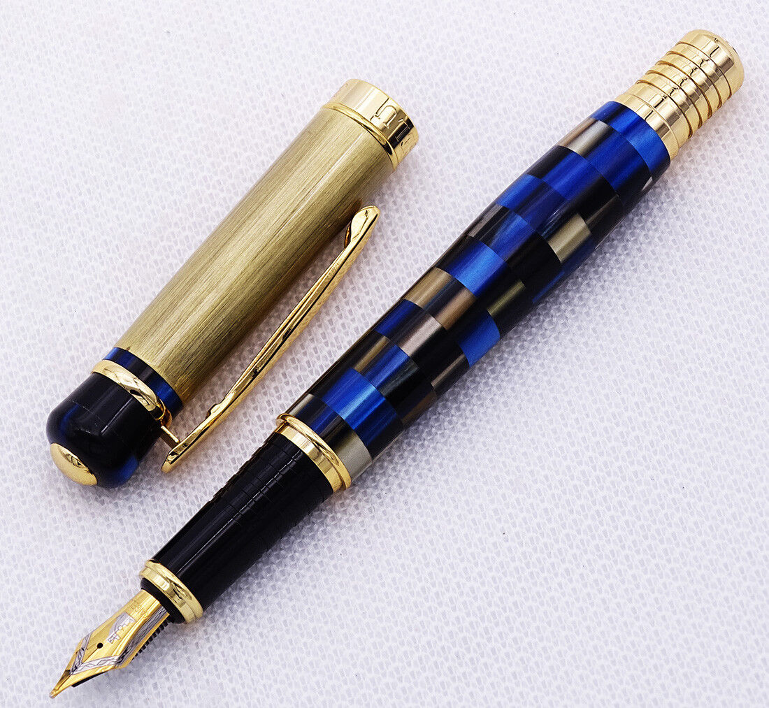 Kaigelu 336 Fountain Pen , Blue Celluloid and Golden Cap Signature Gift Pens