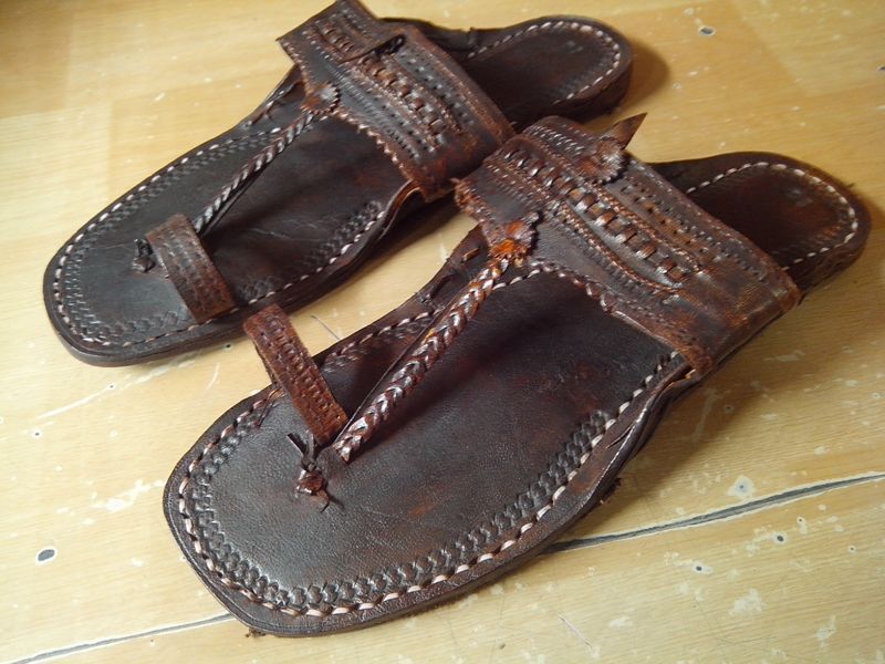vintage look US 9 men handmade leather sandal shoes buffalo leather traditional 