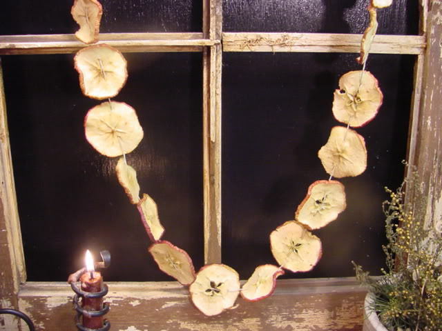 Prim Dried Christmas Apple Ring Garland Holiday Peg Hanger Harvest Swag  