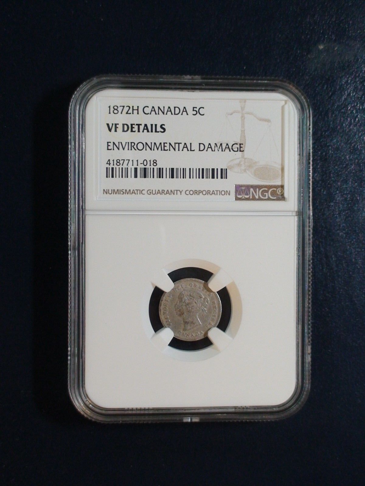 1872 H Canada Five Cents NGC VF SILVER CIRCULATED 5C Coin PRICED TO SELL