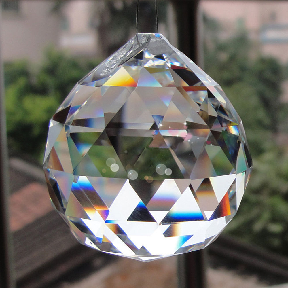 12Type Chandelier Clear Glass Crystal Round Faceted Ball Lamp Prism Drop Pendant