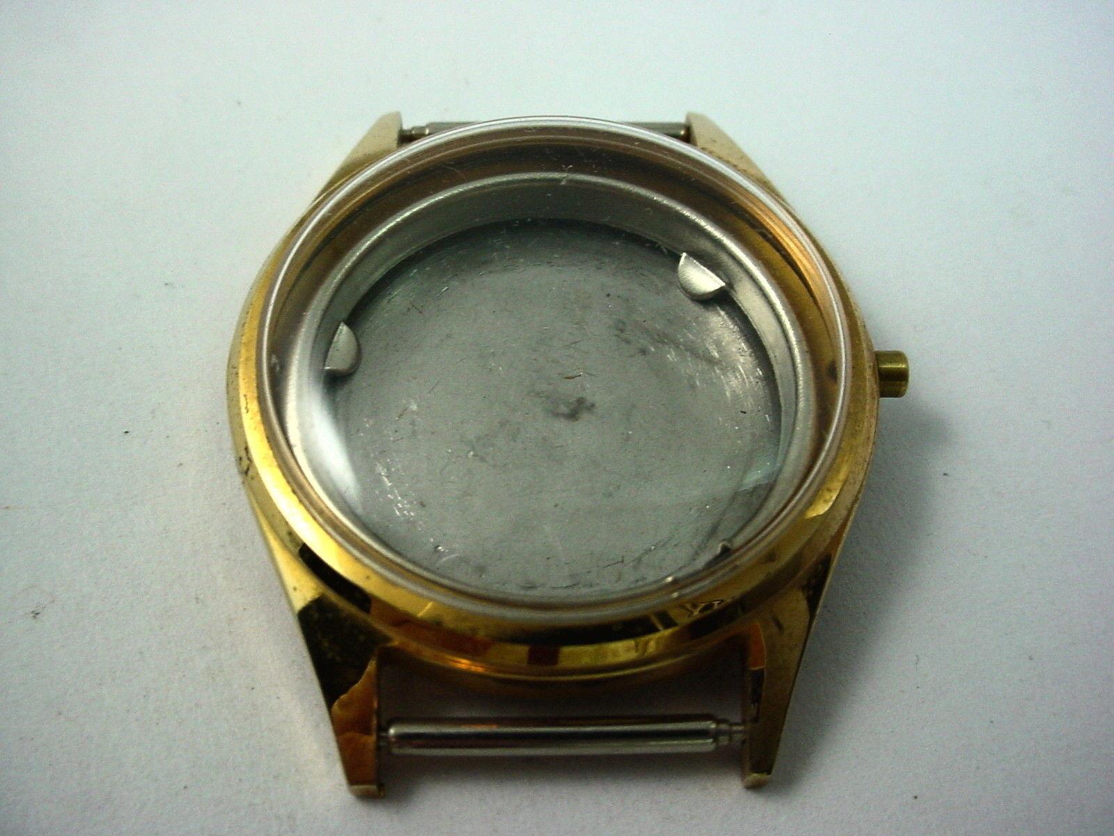Mens Gold Tone Vintage Id 28.48mm Watch Case Crystal Case Ring Case Back NOS