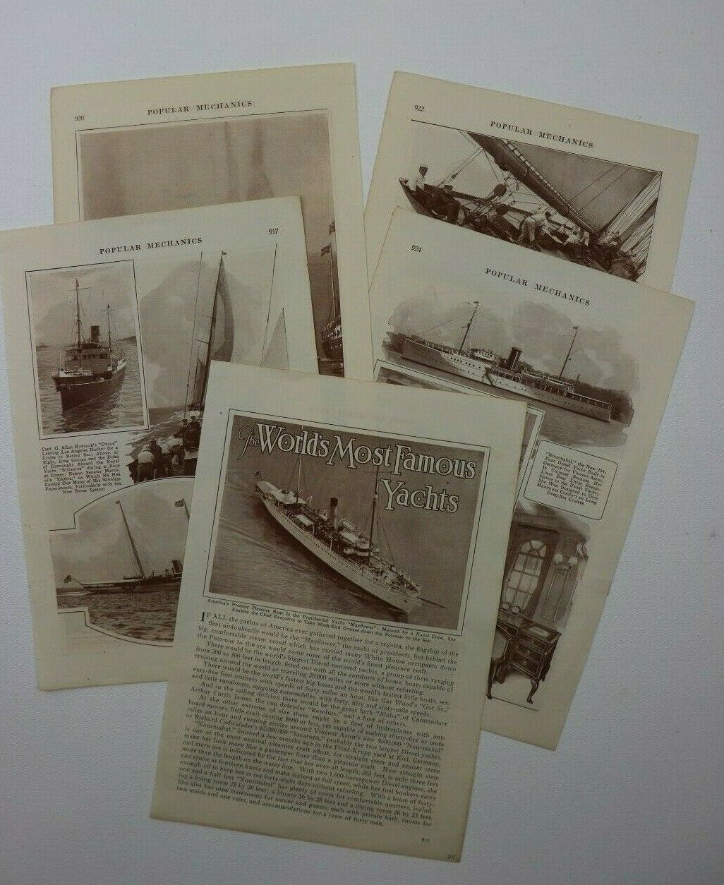 Popular Mechanics The World Famous Yachts 1928 Vintage Magazine Article Print 