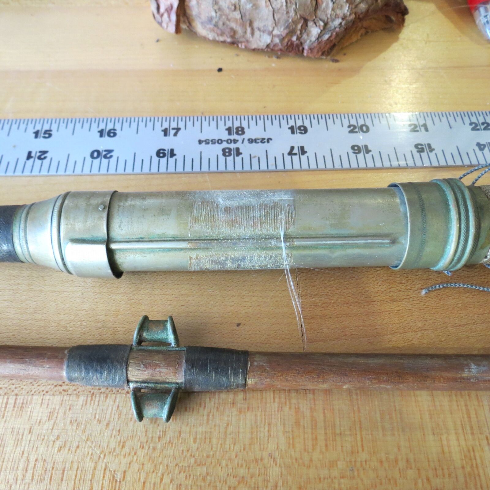 Antique Wooden Boat fishing rod with Fluted Guides  (lot#11450)