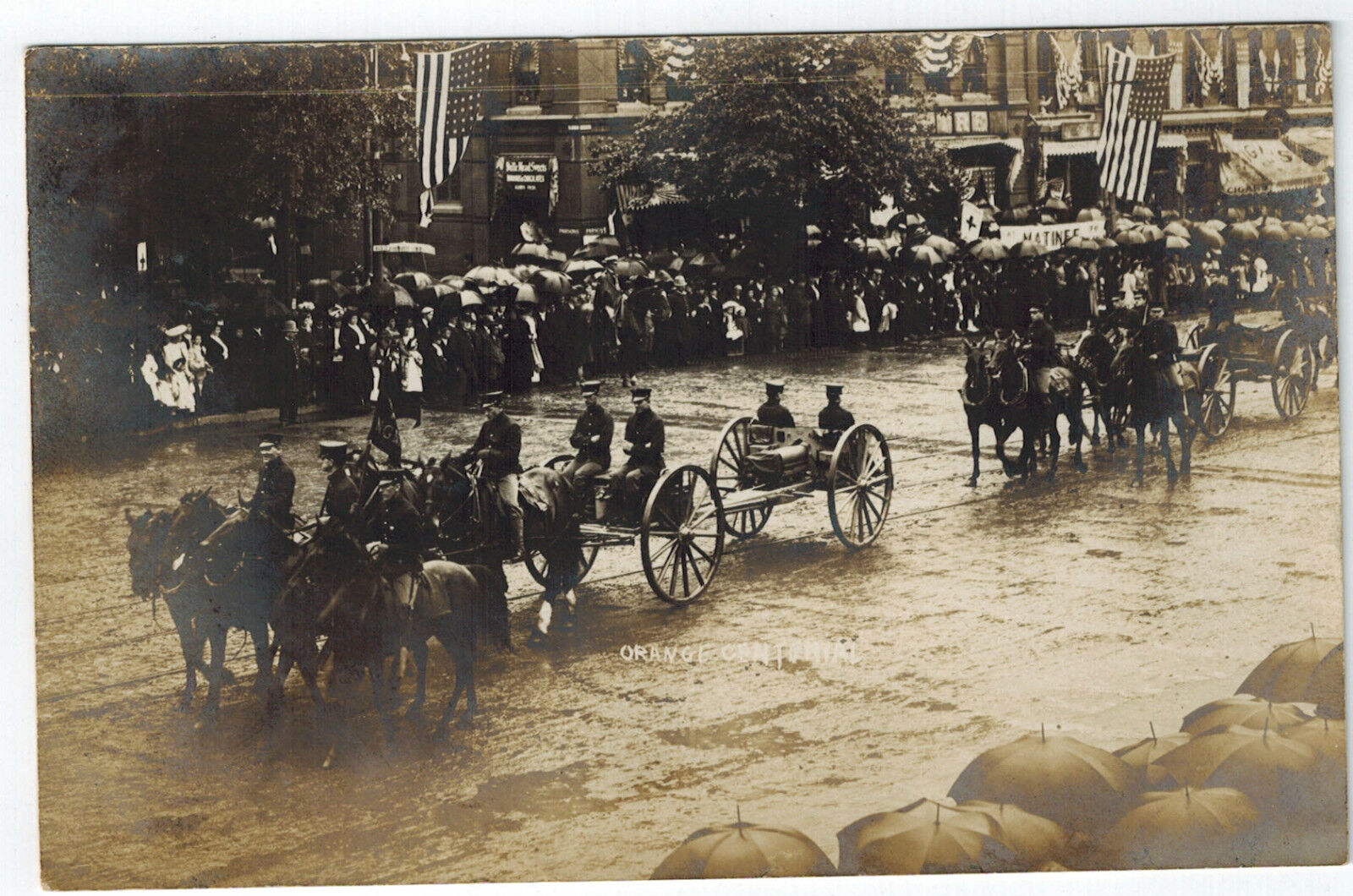 RPPC 1907 New York CENTENNIAL OF THE ORANGES Military PARADE Real Photo Postcard