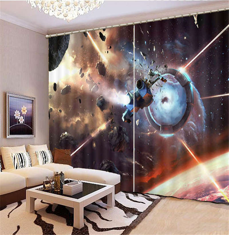 Spacecraft Is Destroyed 3D Curtain Blockout Photo Print Curtains Fabric Window
