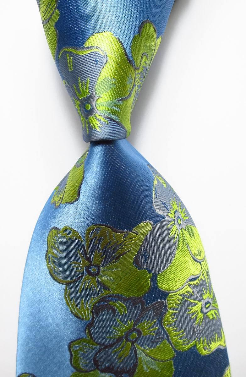 New Classic Floral Blue Gray Green JACQUARD WOVEN 100% Silk Men\'s Tie Necktie