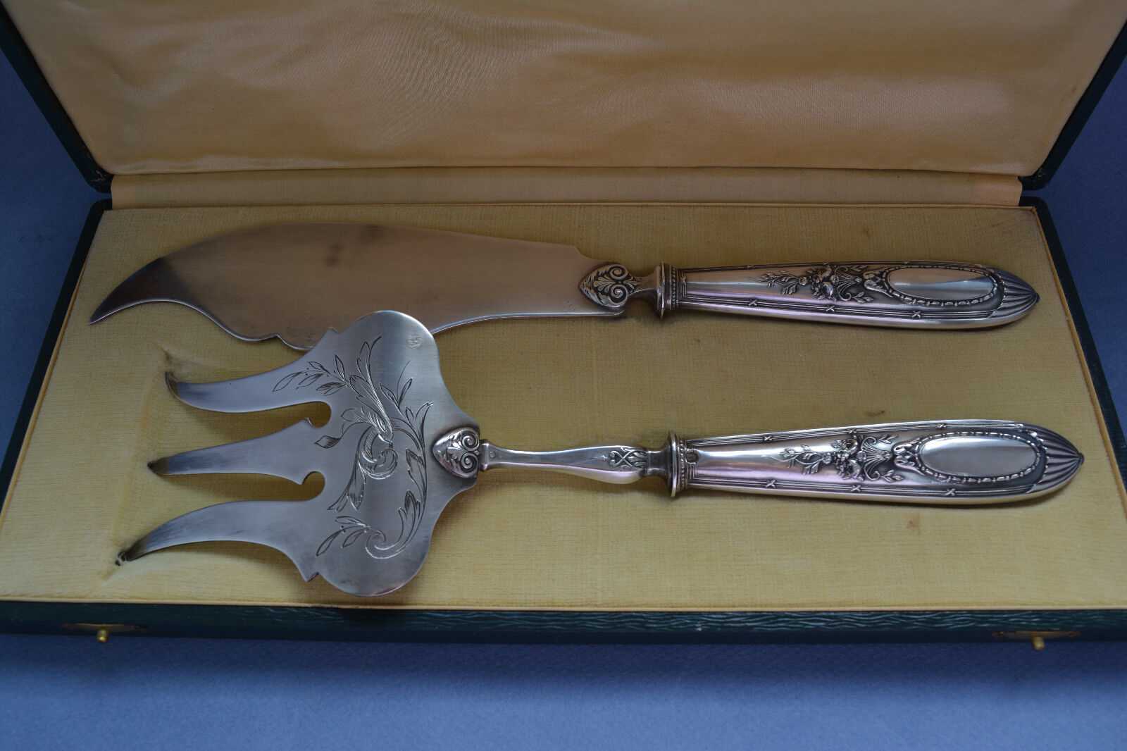 Antique French Sterling Silver Fish Service Set. Empire 1880\'s