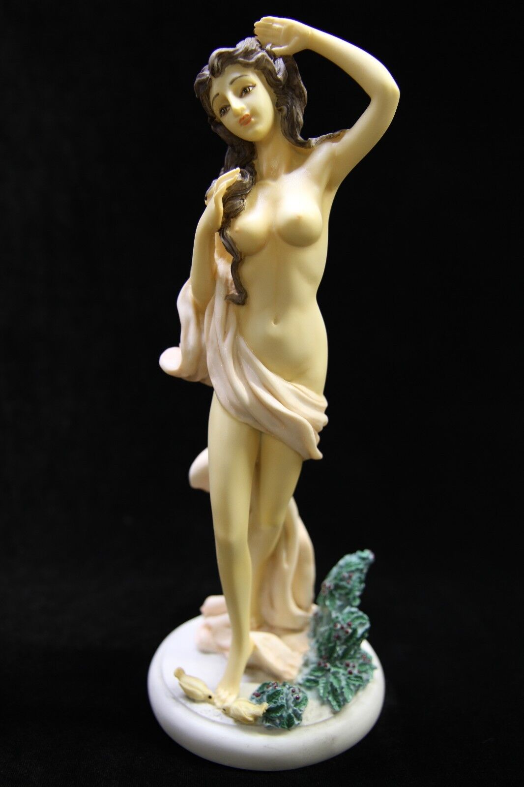 Sexy Nude Naked Woman Girl with Birds Statue Sculpture Figurine Made in Italy