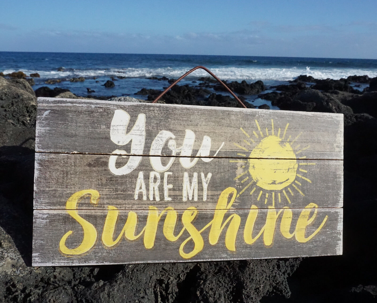 YOU ARE MY SUNSHINE Tropical Beach Reclaimed Wood Plank Home Decor Sun Sign NEW