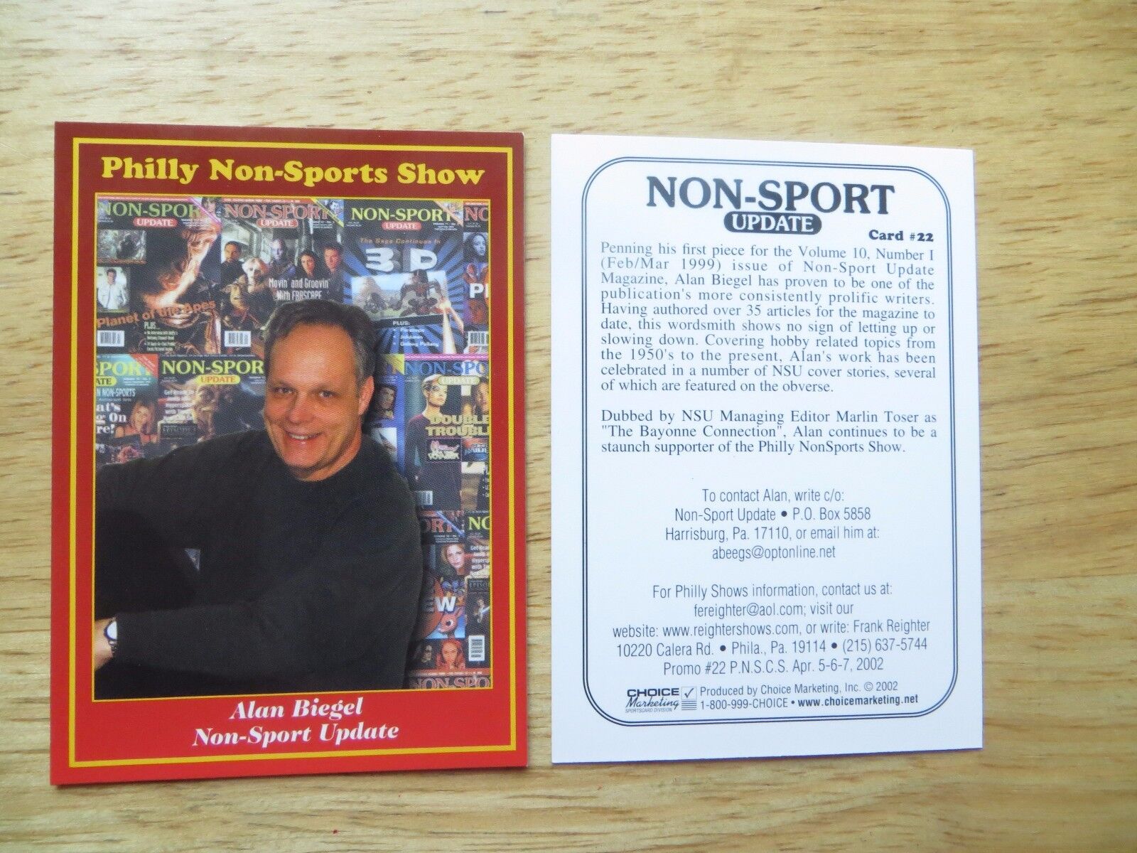 2002 PHILLY NON-SPORTS CARD SHOW PROMO # 22 ALAN BIEGEL, NON-SPORT UPDATE, NSU