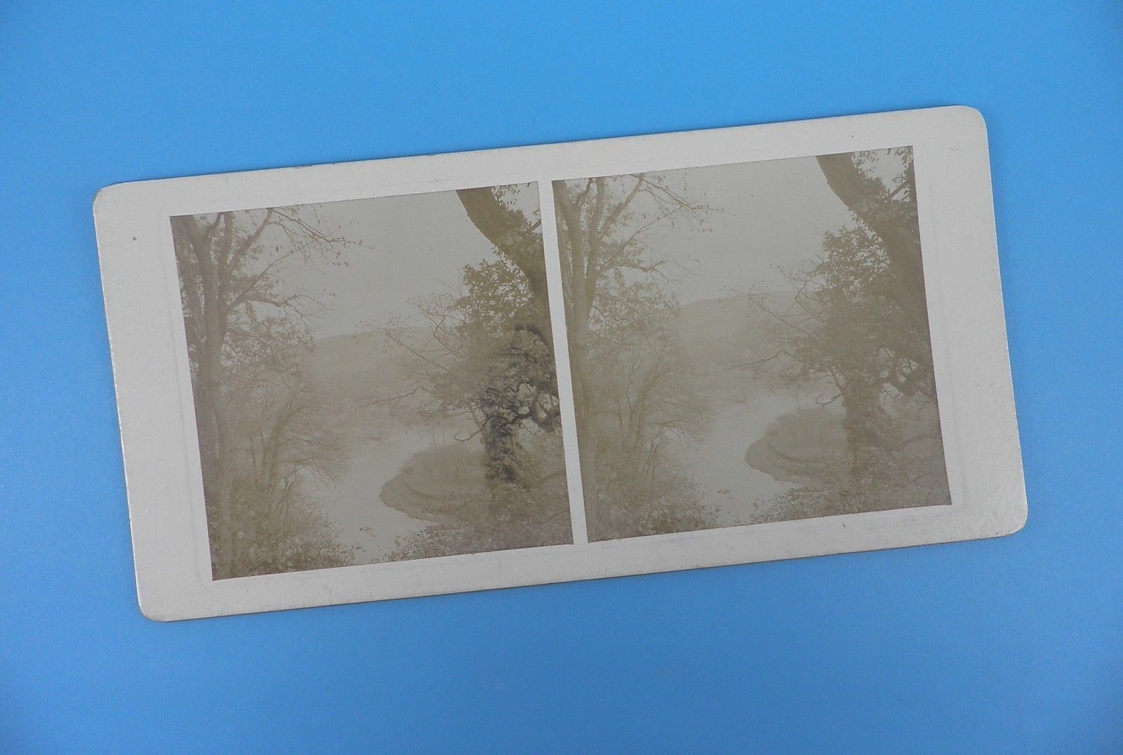 Antique Stereoscope Card - River Wharfe - Bolton Woods, Matlock Bath