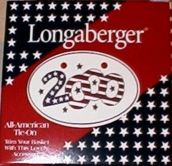 LONGABERGER RARE RETIRED 2000 ALL AMERICAN PARTIOTIC OVAL TIE ON-NEW -LAST ONE