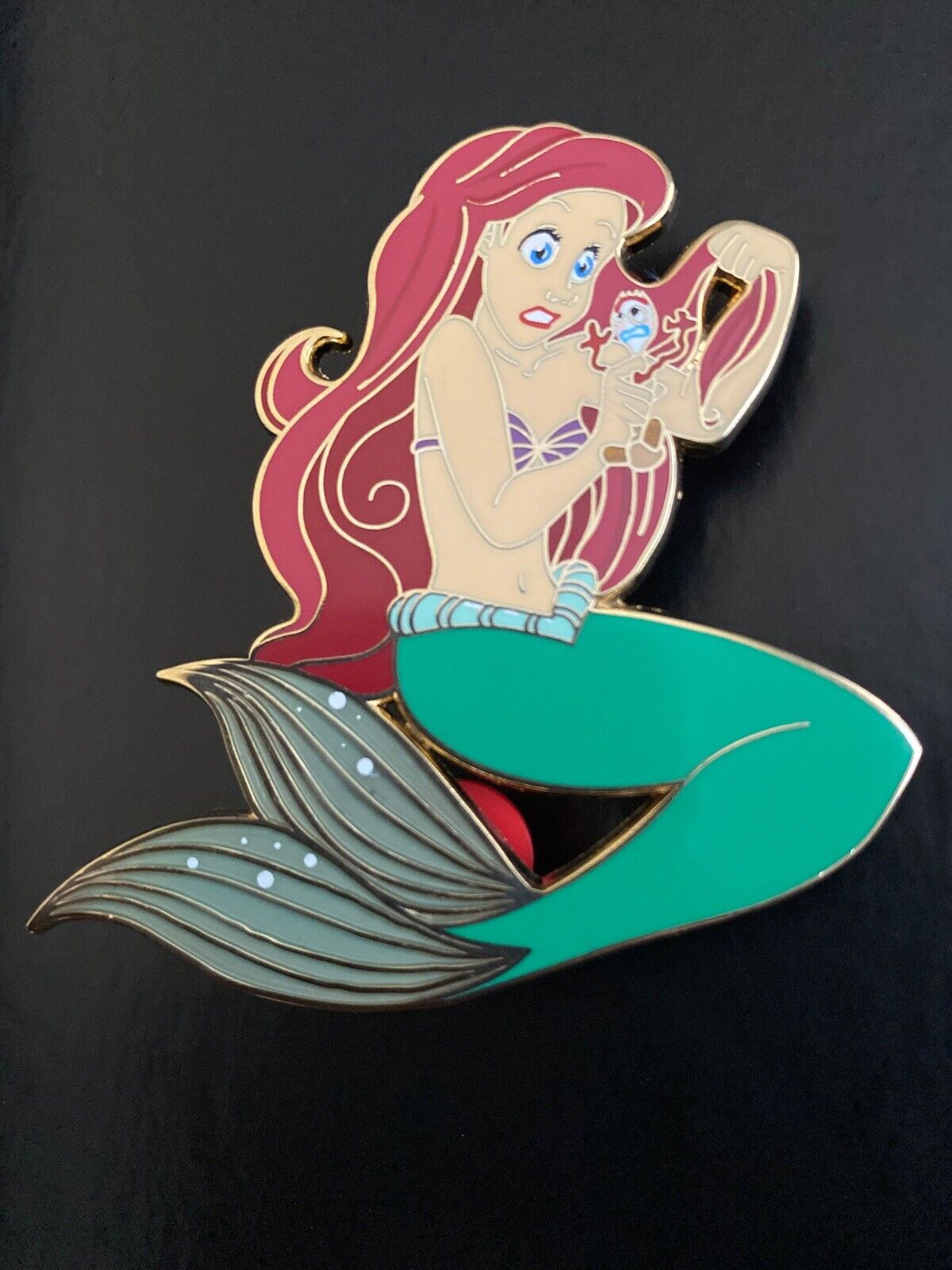 Disney Little Mermaid Ariel Holding Forky Toy Story Fantasy Fan Made Pin LE 75