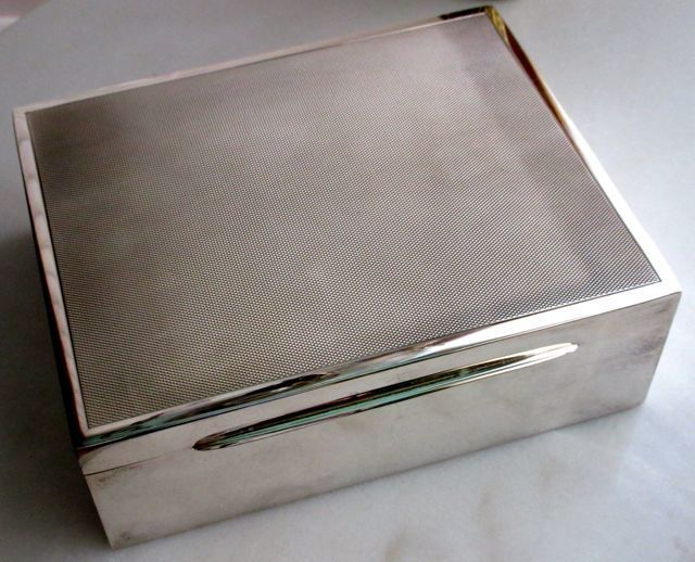JEZLER Swiss RARE Large Solid Silver Cedar Lined Cigar Box Hallmarked Midcentury