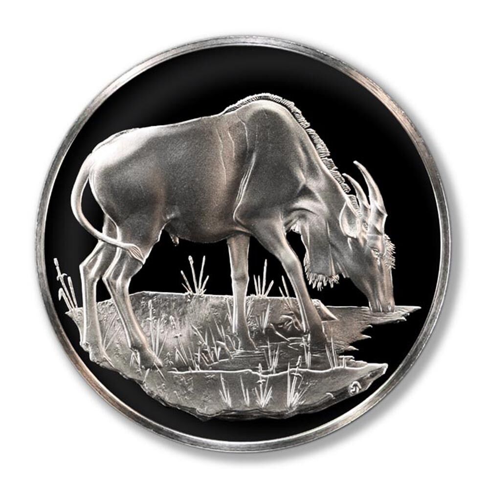 Franklin Mint East African Wild Life Society Eland 1971 2 Oz Proof Silver Medall