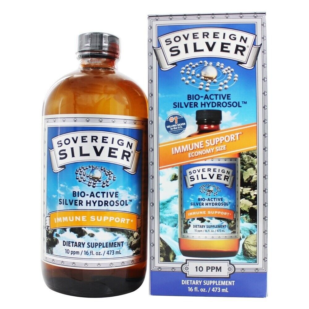 Sovereign Silver Bio-Active Colloidal Silver Hydrosol 10 Ppm, 16 Ounces
