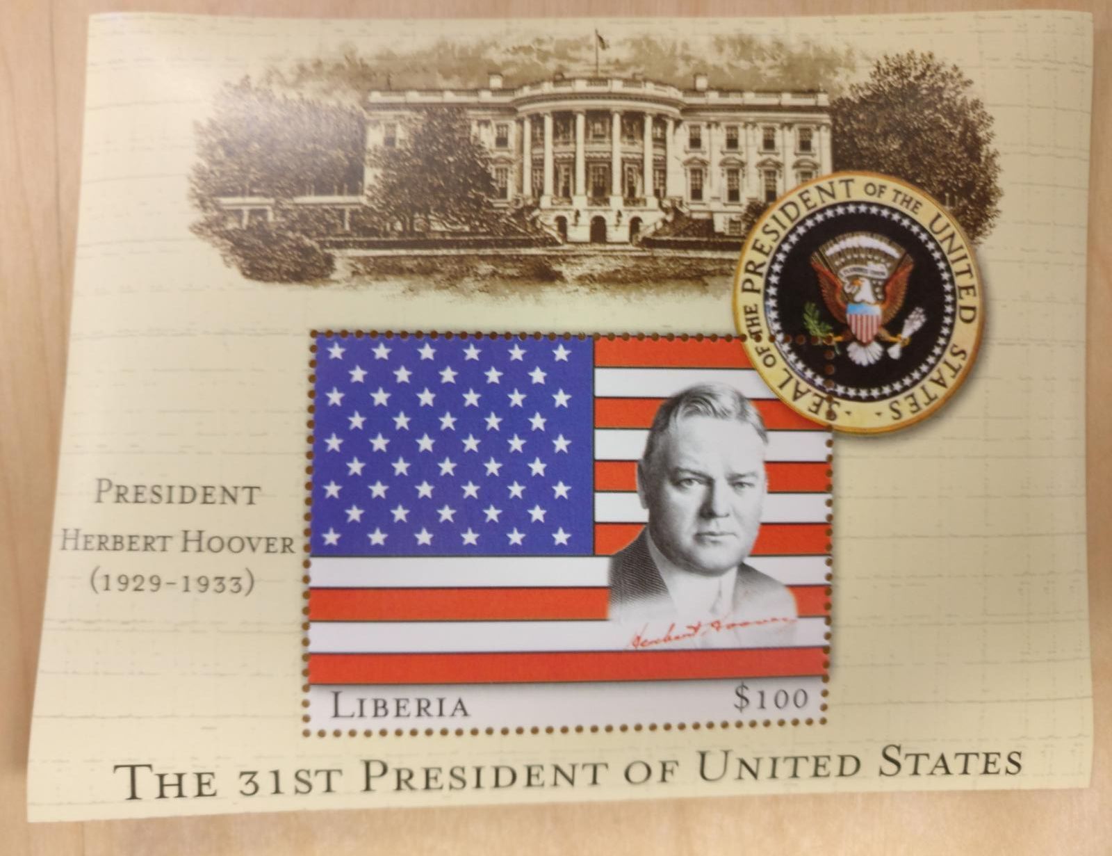 Liberia 2001 - 31st President Of The US - Herbert Hoover S/S MNH