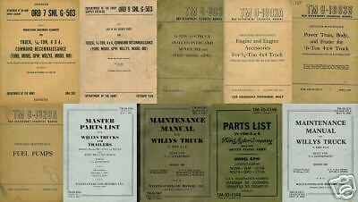 Military 10 Manual SET Willys Overland Jeep MB Ford GPW