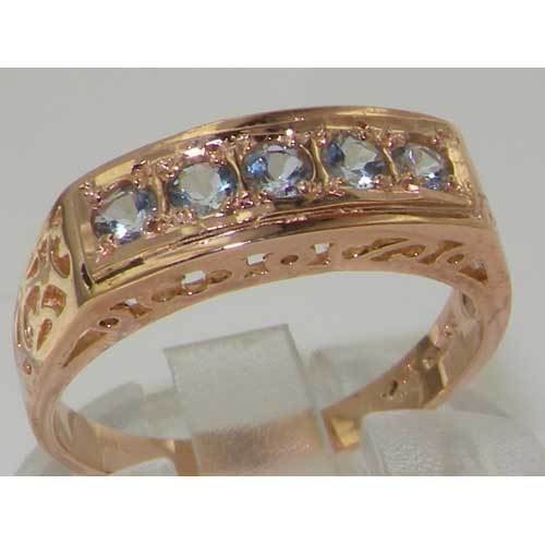 Luxury 9ct Rose Gold Aquamarine English Eternity Band Ring