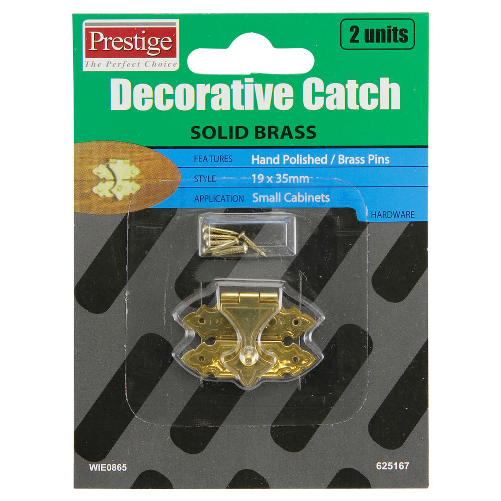 8x Prestige DECORATIVE CATCH 19mmx35mm Solid Brass, Small Cabinets Use