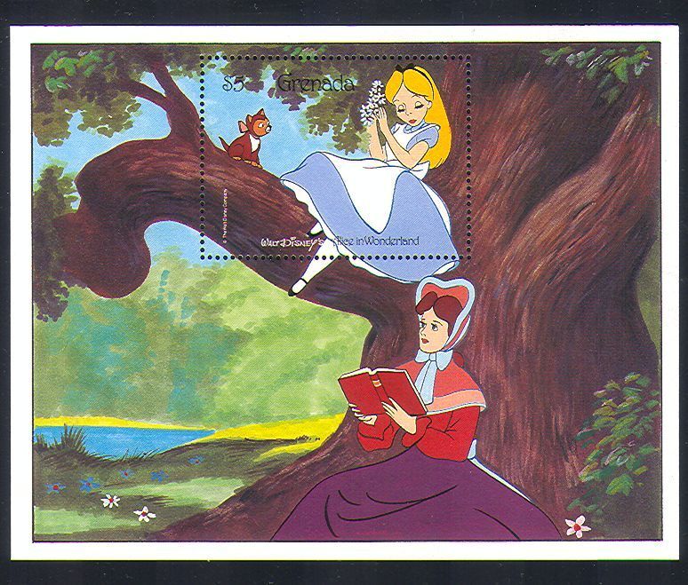Grenada 1987 Disney/Alice in Wonderland/Cats/Films/Cinema/Animation m/s (d00227)