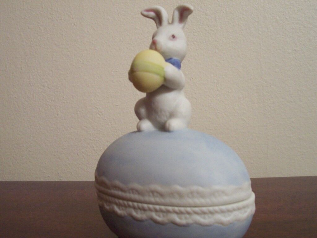 Porcelain Easter Bunny Container  Shelf Sitter