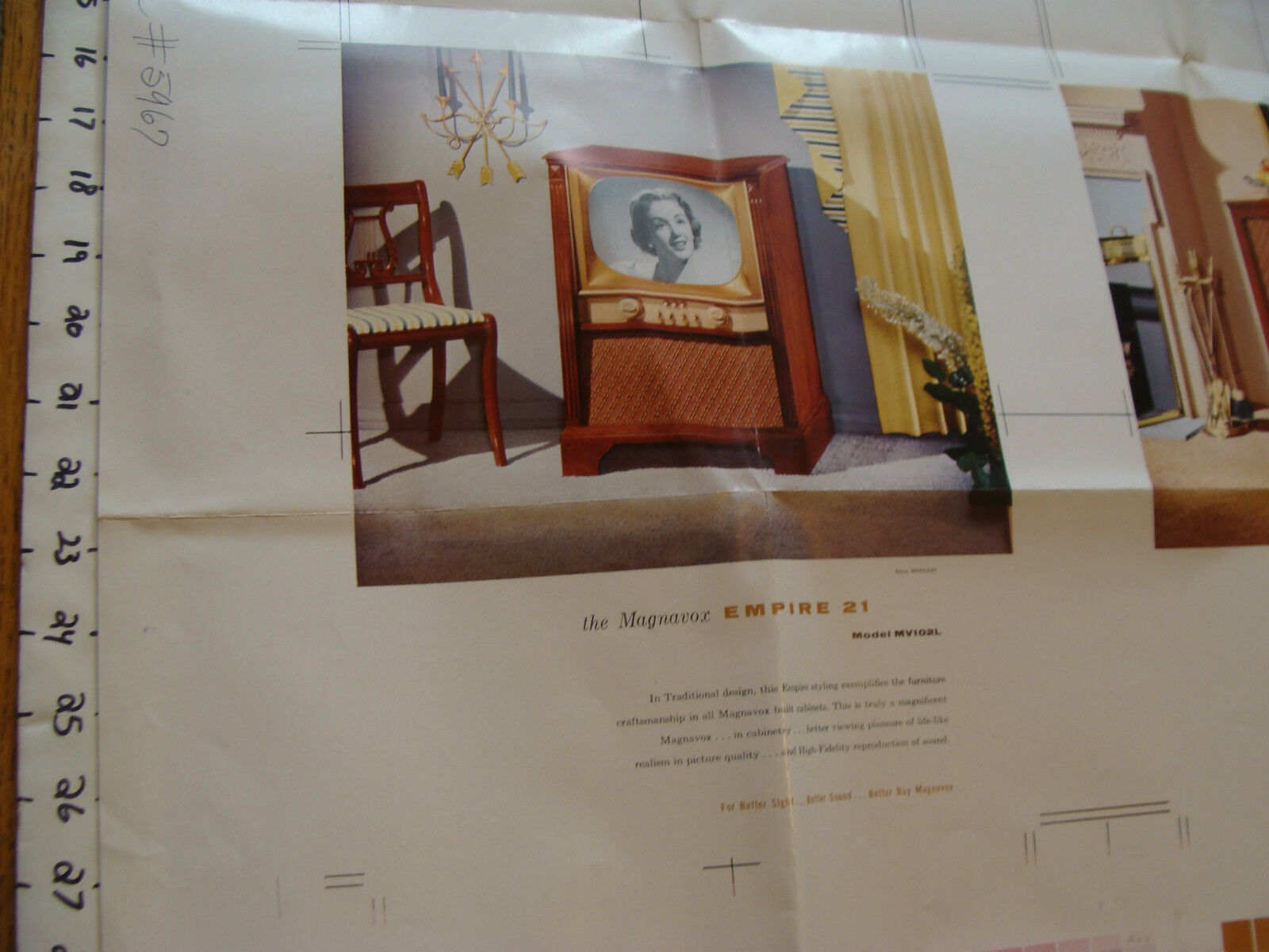 Vintage Printing Sample Poster: MAGNAVOX TV EMPIRE 21, 30X25, #5967A