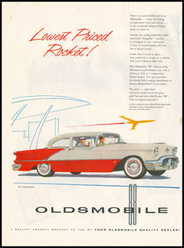 1955 vintage ad for Oldsmobile automobiles