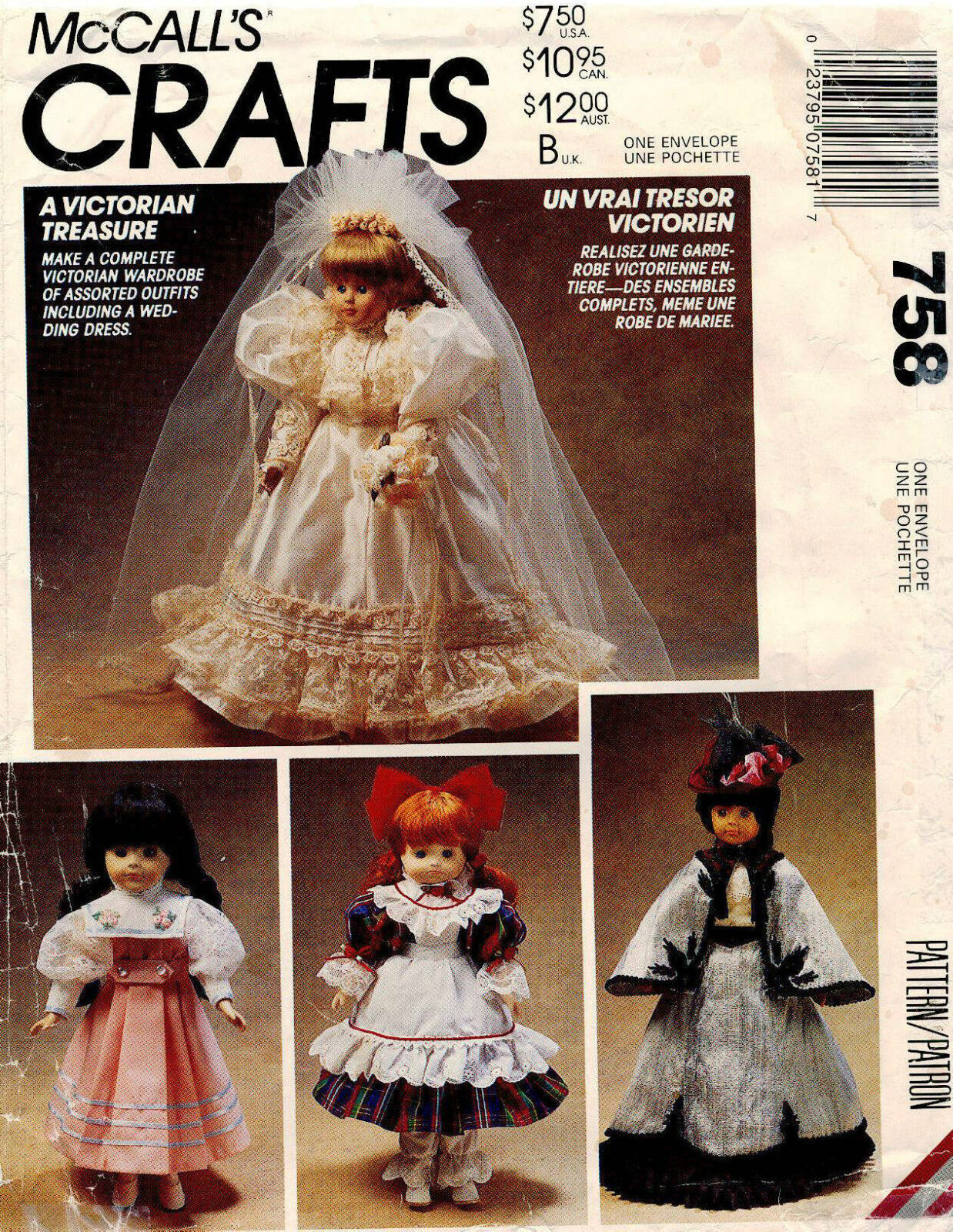 McCall\'s Victorian Doll Clothes Pattern 758 13\