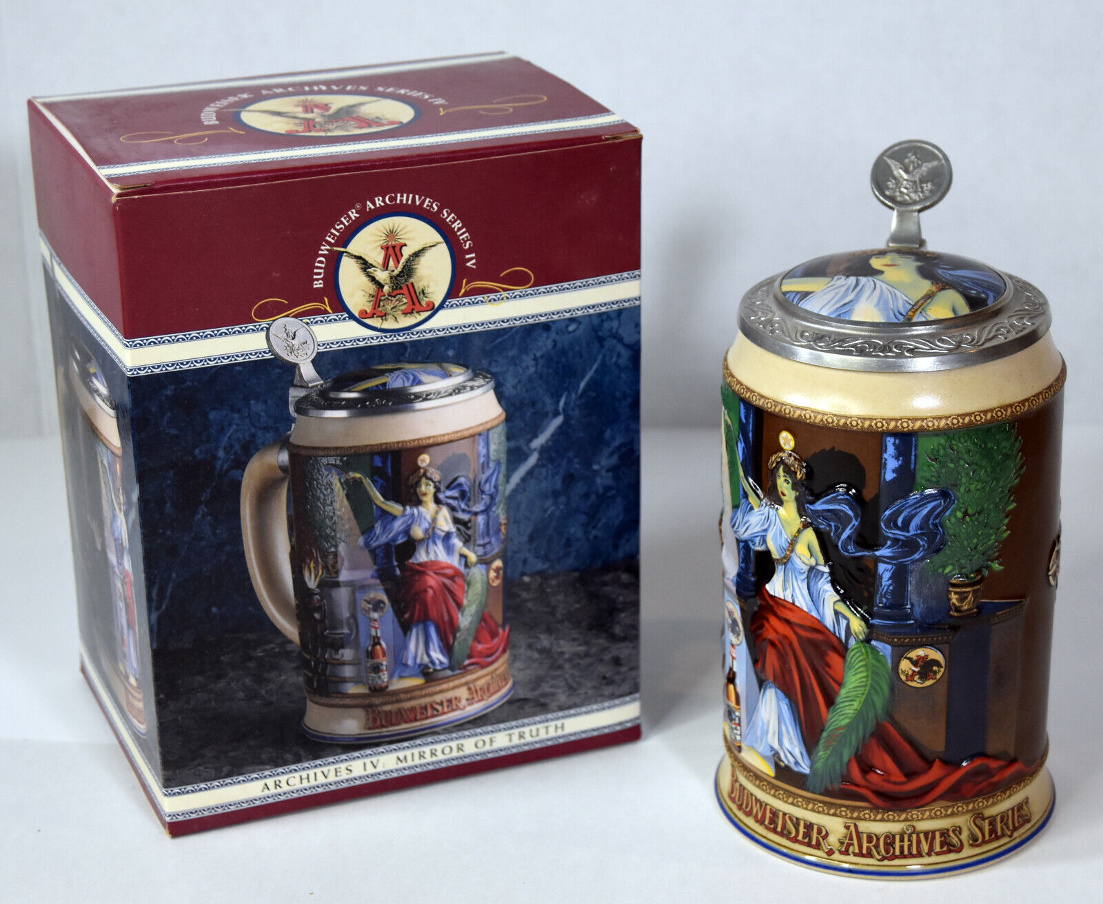 1995 Vintage Handcrafted Beer Stein Budweiser Mirror of Truth Archives Series 