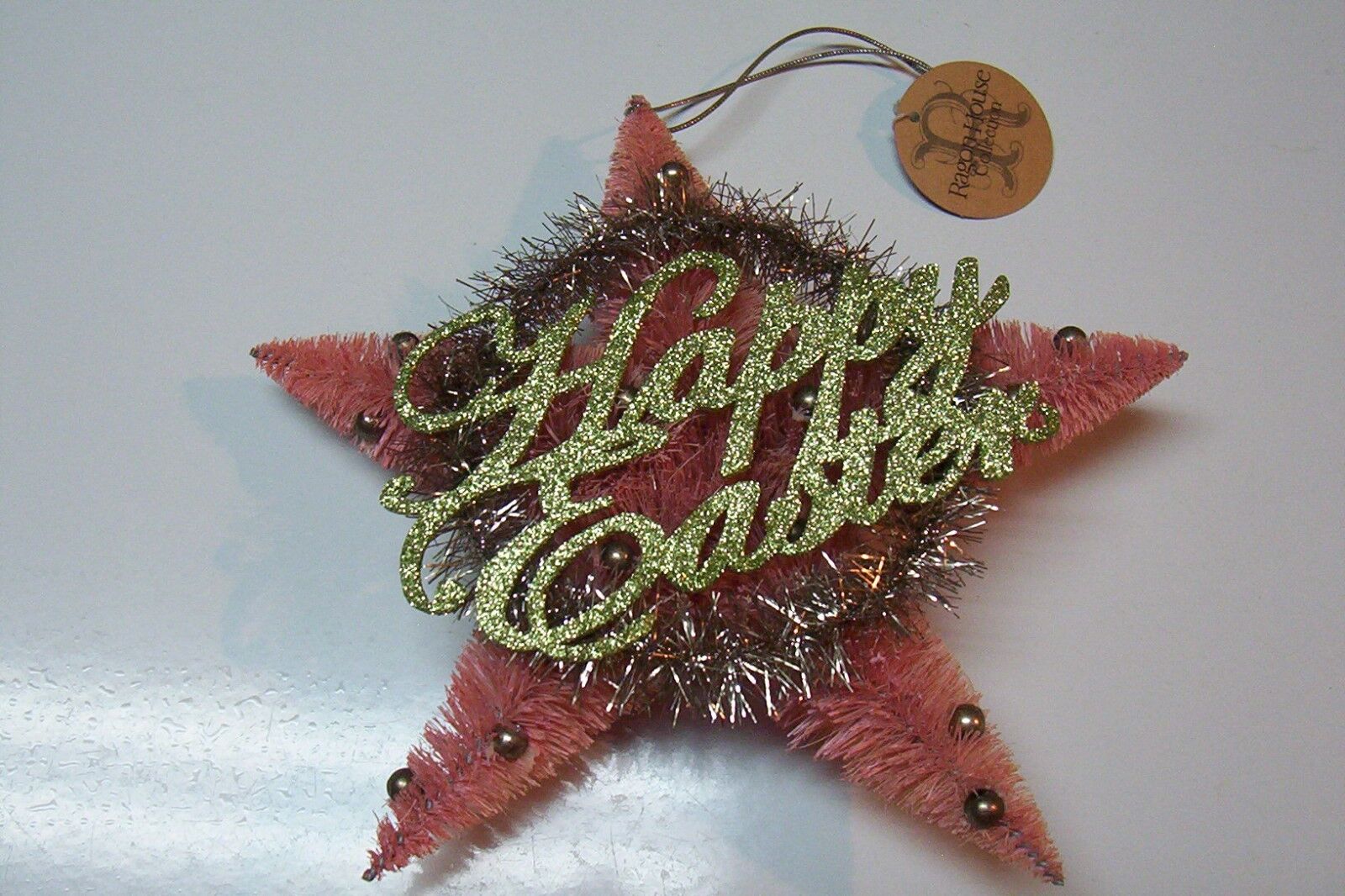 Ragon House Vintage Style Bottlebrush Easter Star Wreath in Pink and Green