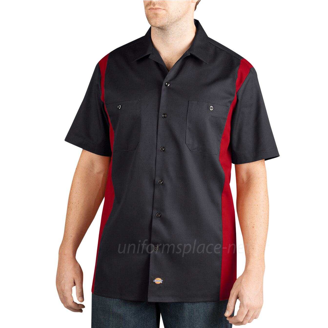Dickies Work Shirts Men Short Sleeve Two Tone Color Button Front Shirt WS508 Top