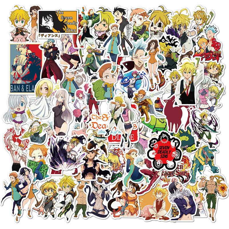 100PCS The Seven Deadly Sins Anime Stickers for Laptop Luggage Vinyl Decals Lot