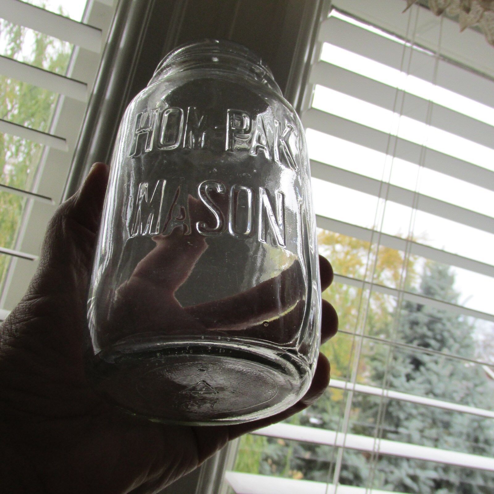 Vintage Hom-Pak Mason Clear Glass Quart Fruit Jar & Tin 2-Piece Lid