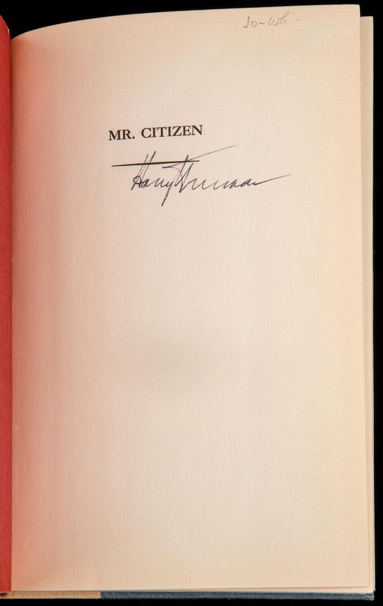 TRUMAN, HARRY S. -- SIGNED BOOK Lot 102