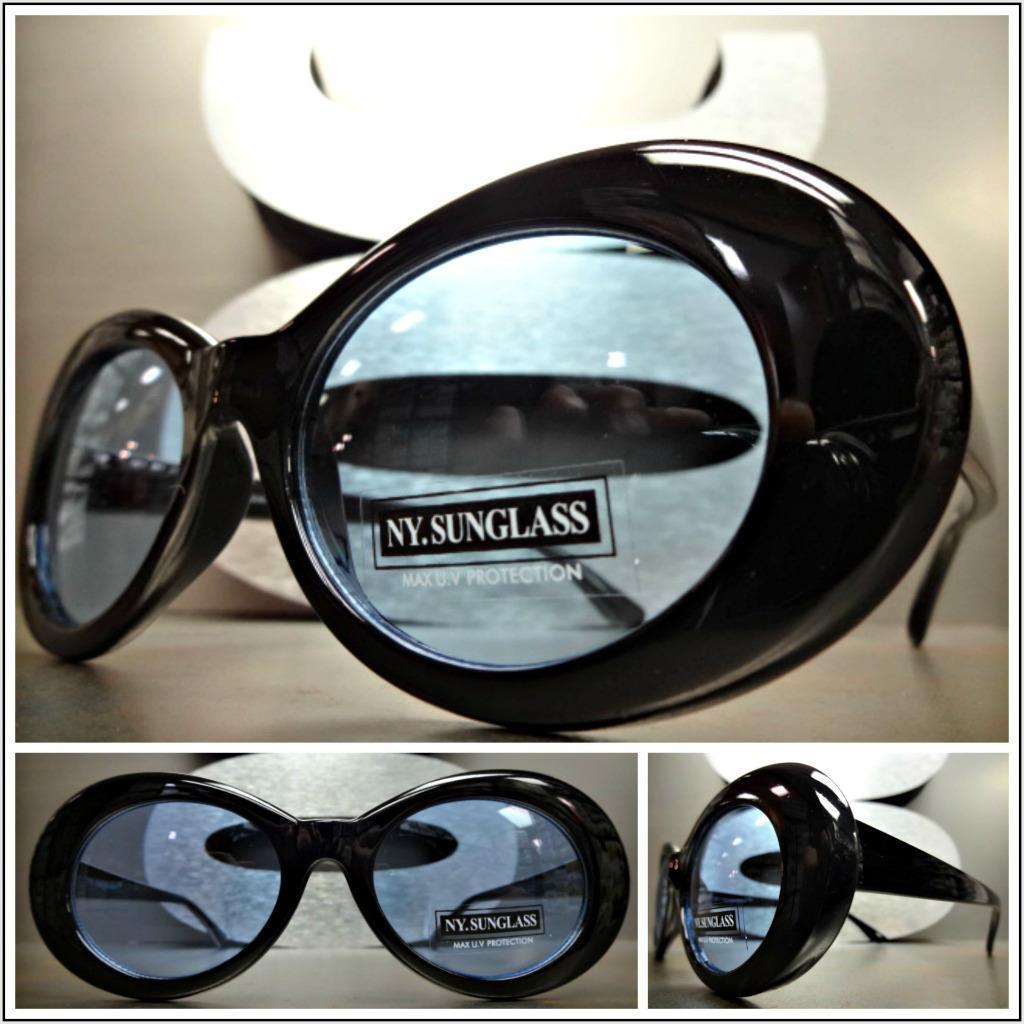 CLASSIC VINTAGE 50\'s RETRO Style SUN GLASSES Small Oval Fashion Frame Blue Lens