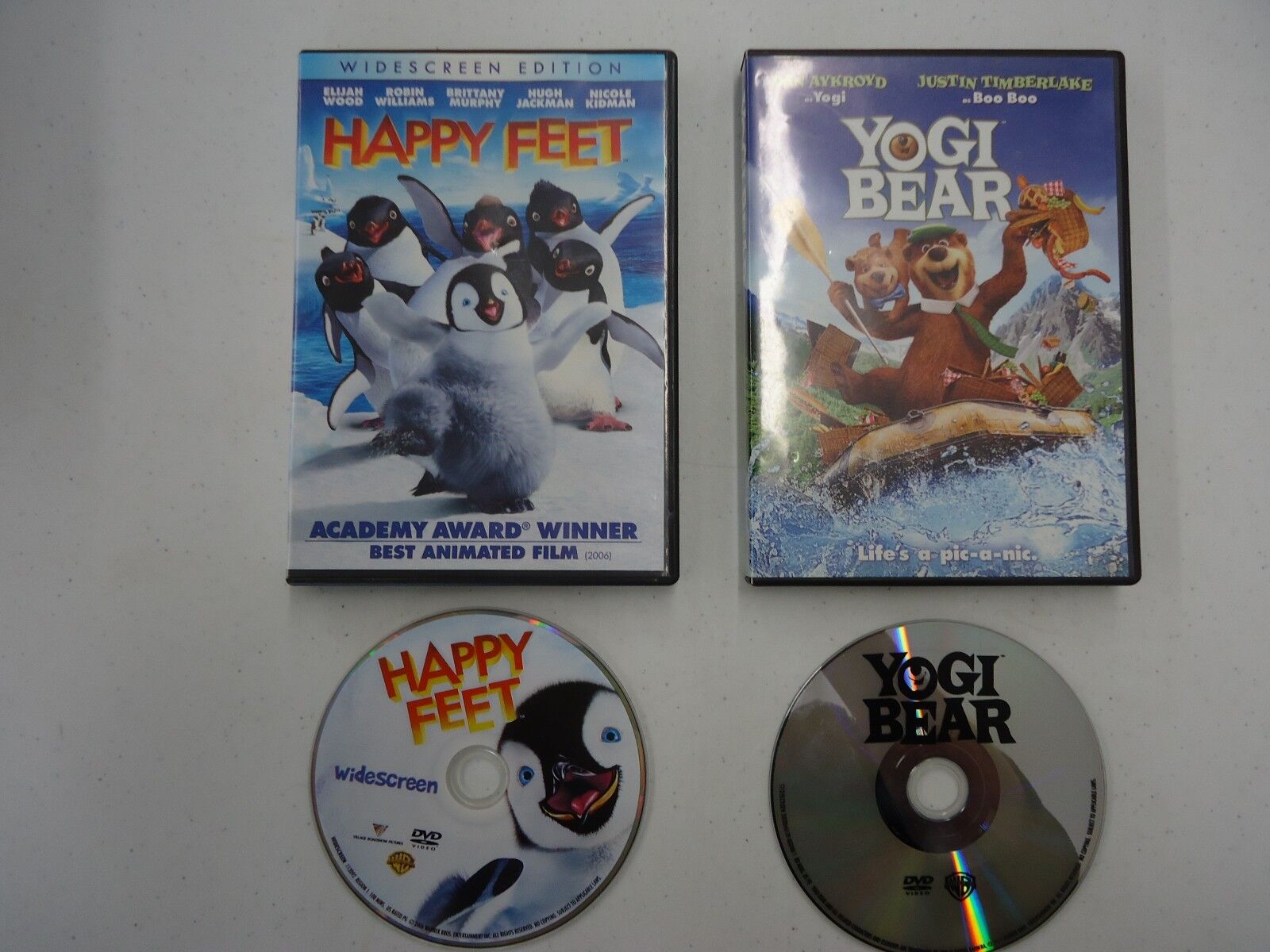 2 DVD Bundle -  Happy Feet (DVD, 2007, Widescreen) & Yogi Bear + 
