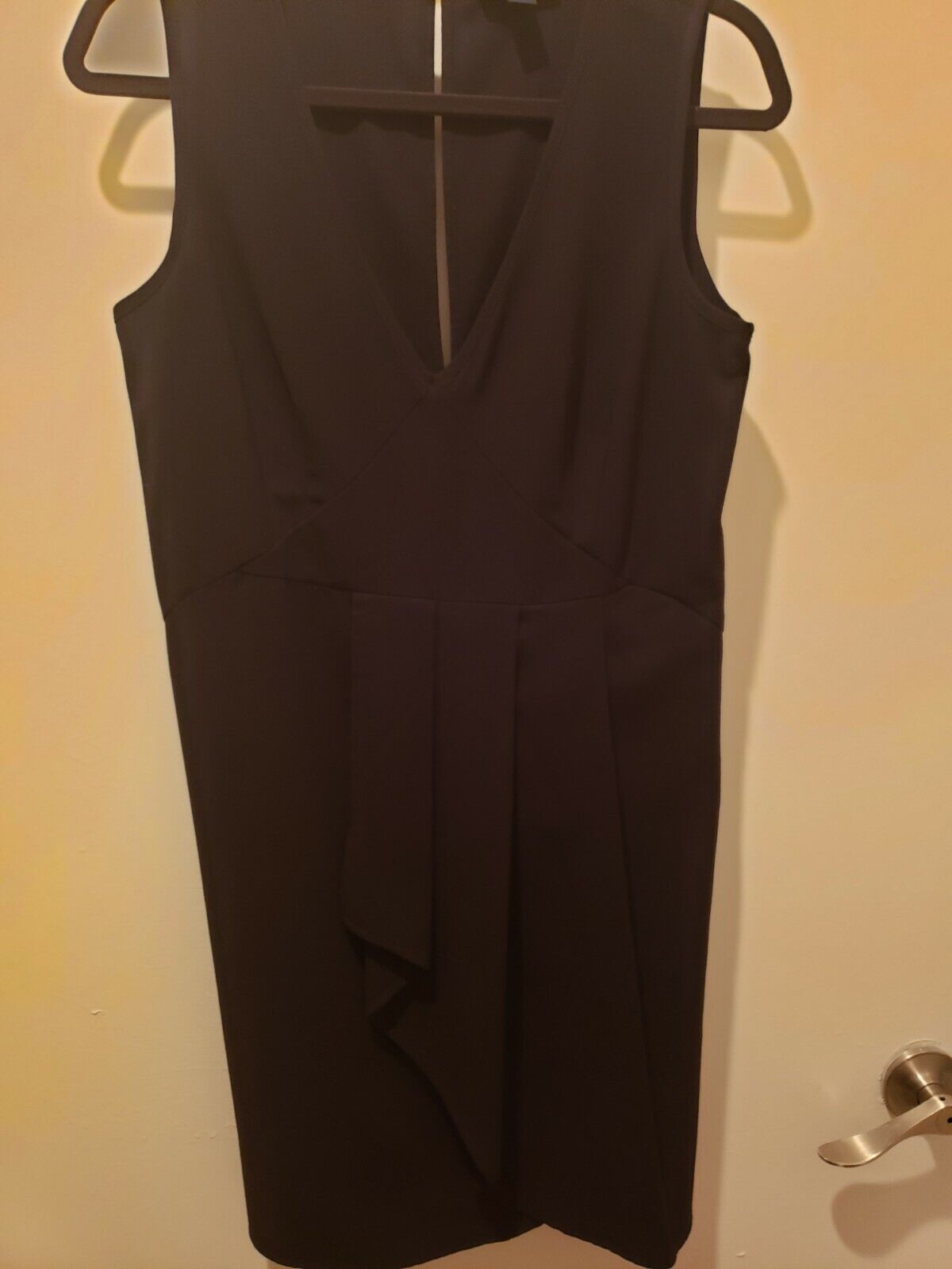 Gap Black Sleeveless Dress With Pleats And Semi Wrap Front Flap Button Close...