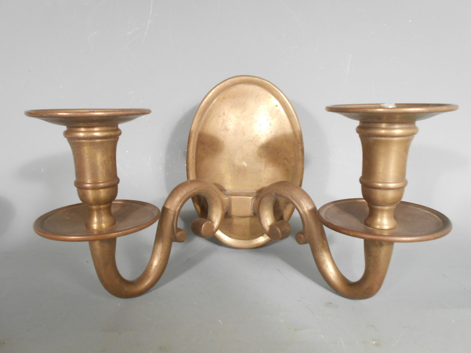 Candle Brass Wall Sconce w/ Electric Light Fixture Conversion ca. 19-20th c.