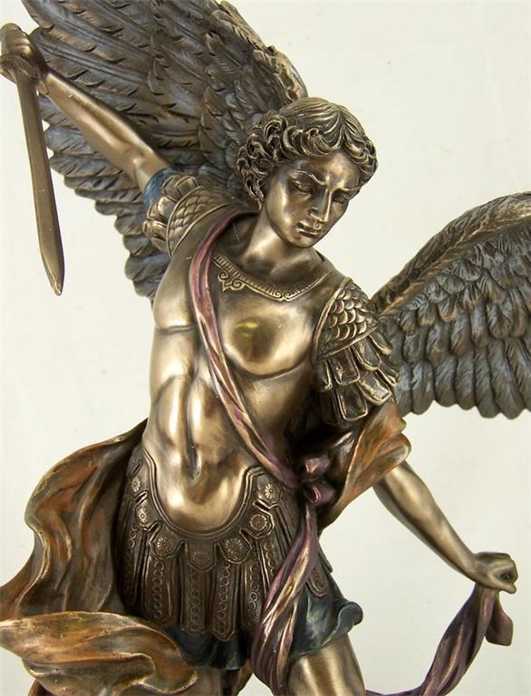 Statue Saint St. Michael Bronze Archangel Protector 14\