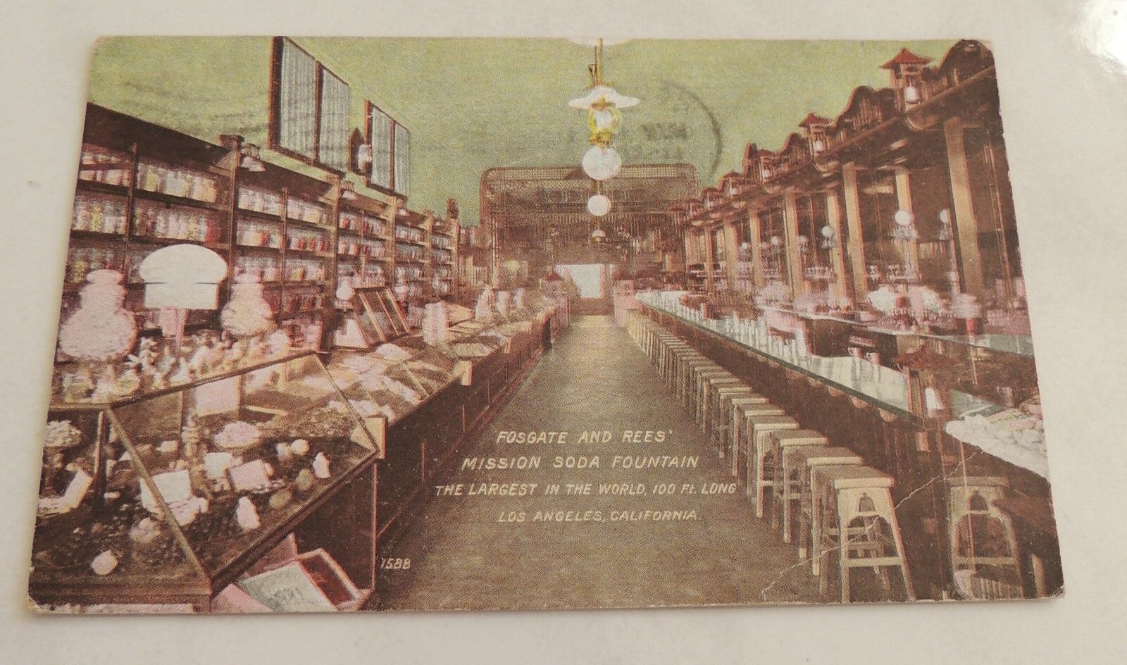 Fosgate and Rees MISSION soda fountain Los Angeles CA antique postcard 1910 