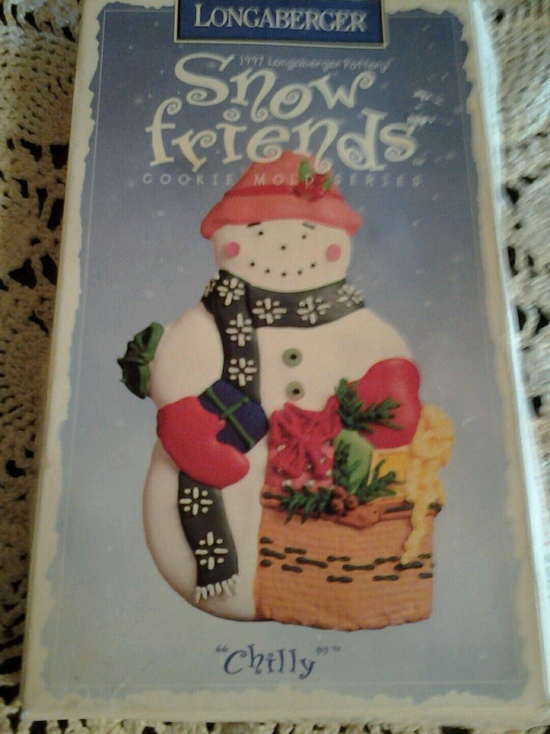 Vintage Cookie Mold Longaberger Basket Pottery Snow Friends 1997 Christmas Gift