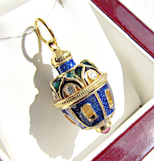 ONE OF A KIND HANDMADE SOLID STERLING SILVER 925 & 24K GOLD EGG PENDANT CHURCH