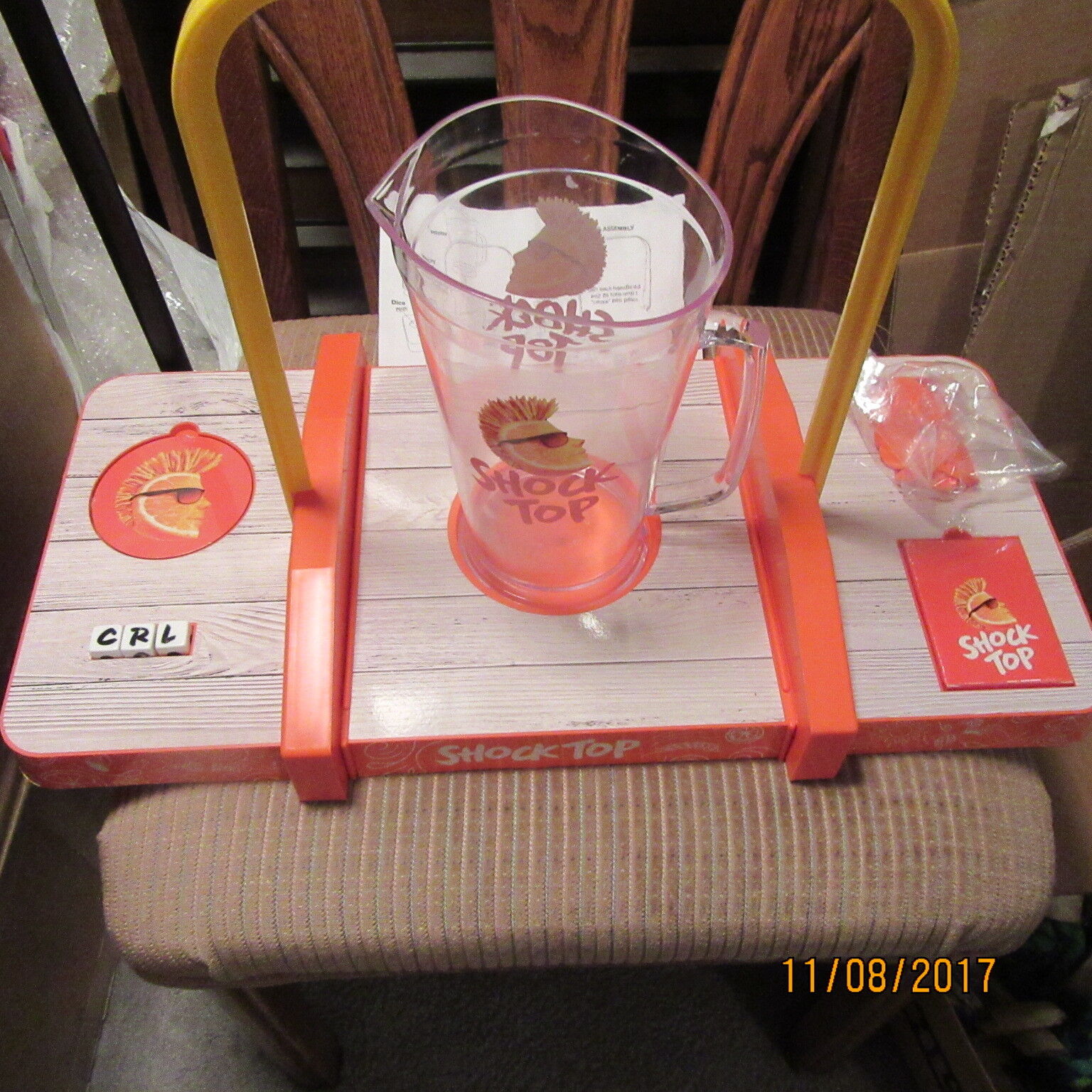 RARE SHOCK TOP BEER GAME WITH A PITCHER, 2 DIFF. CARDS, 3 DI, PLASTIC CHIPS--NEW