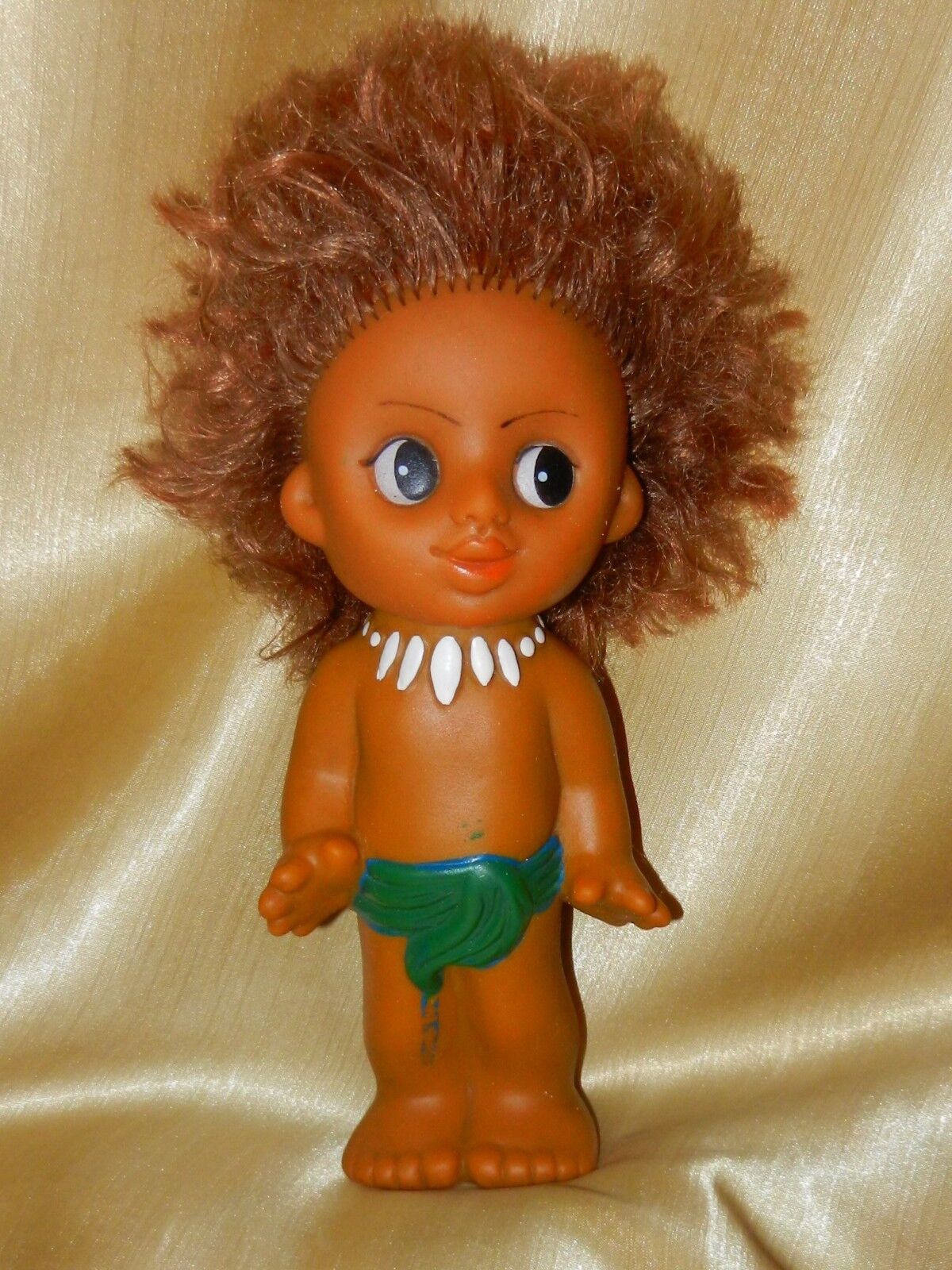 old Soviet Russian toy baby girl vtg Children Negro naked doll Afro-American