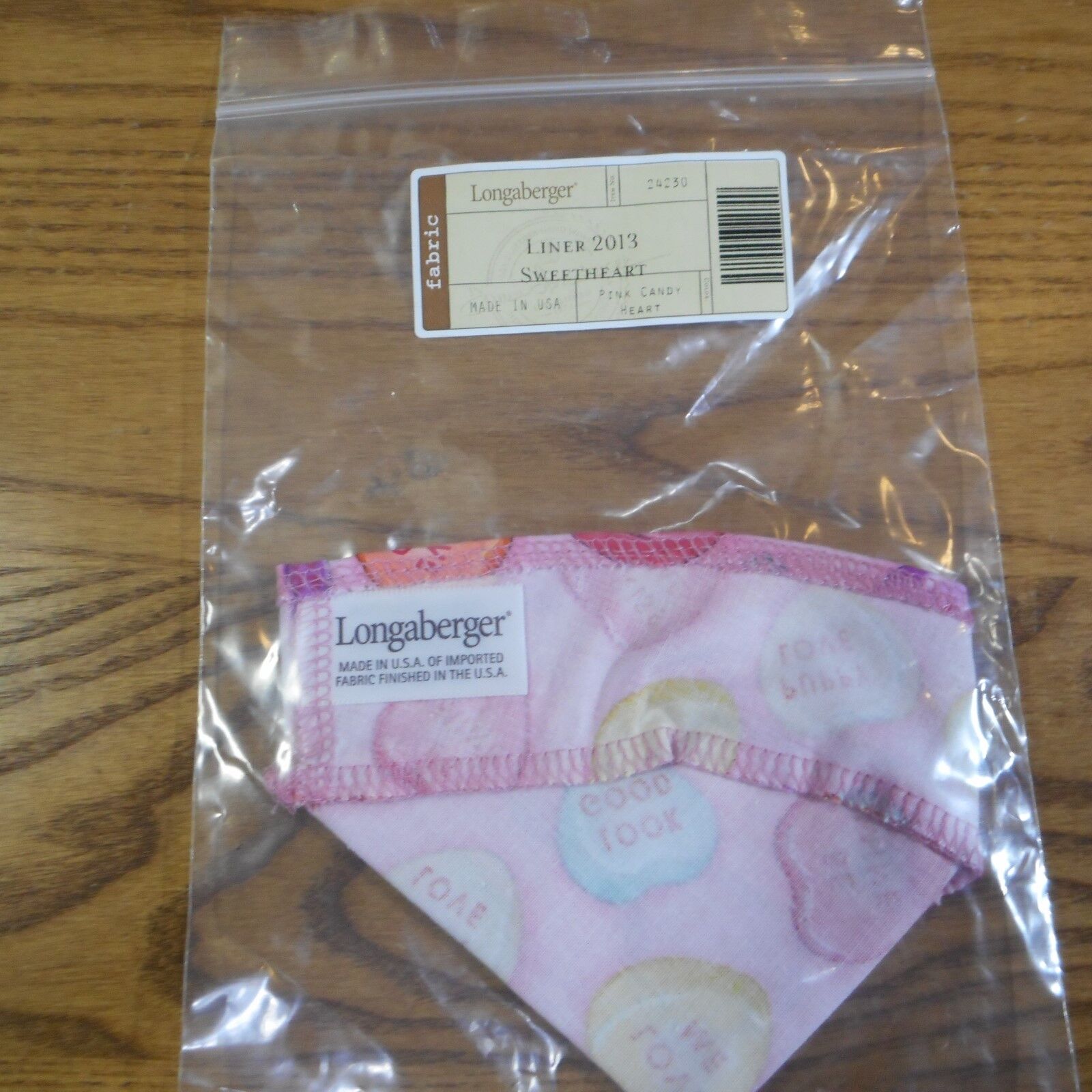 Longaberger Liner 2013 Sweetheart Pink Candy Heart #24230