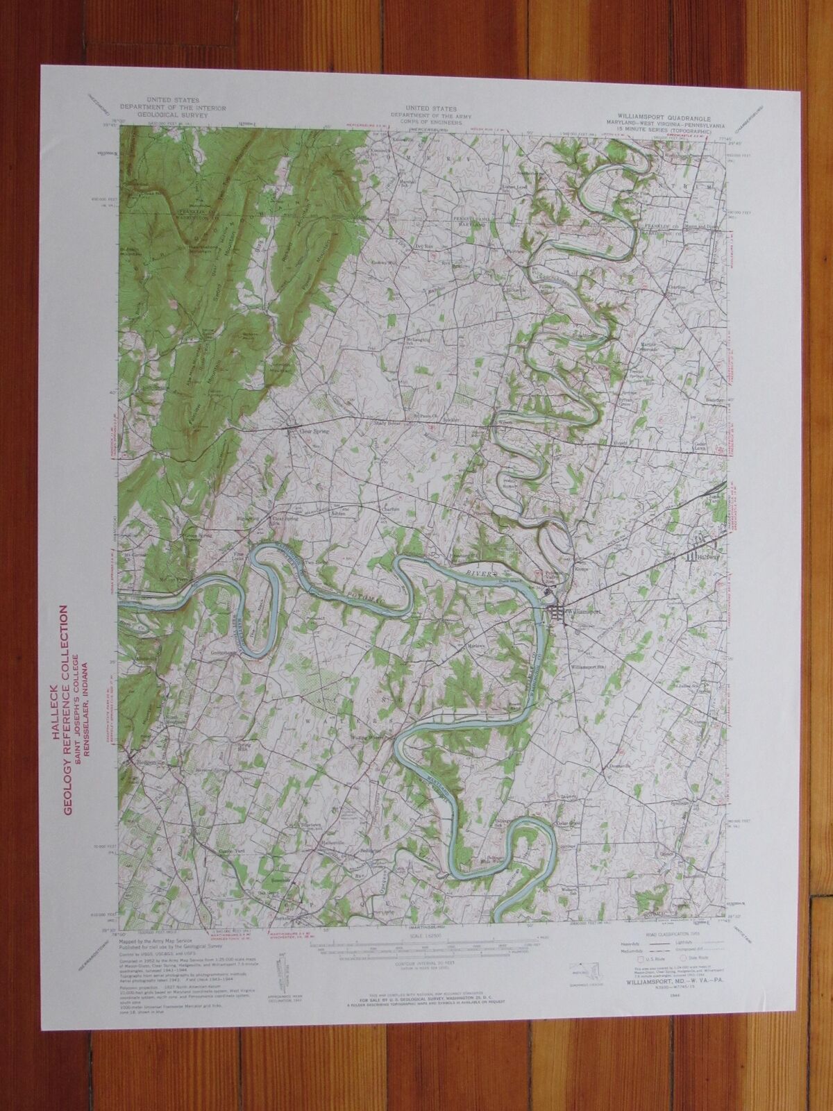 Williamsport Maryland 1959 Original Vintage USGS Topo Map